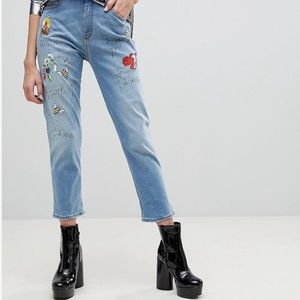 LOVE MOSCHINO || Birds & Bees Boyfriend Jeans